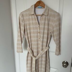 J. McLaughlin Calla Shirt Dress Tan Catalina Cloth Medium NWOT $248